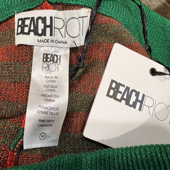 Beach Riot Balboa Holiday Stripe Drawstring Shorts, NWT, Green Red, M - Picture 5 of 8
